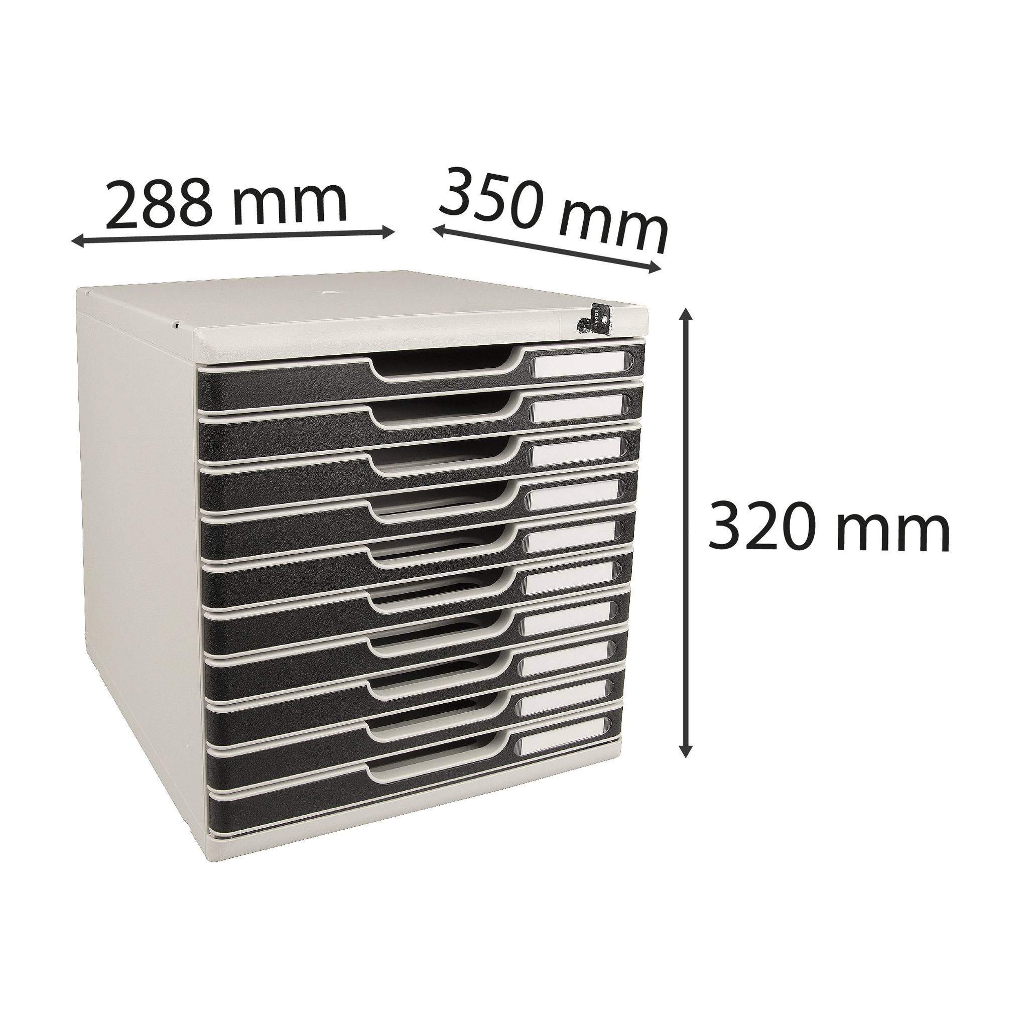 Schubladenbox MODULO 332014D A4 10 Schübe schwarz +Schloss-3
