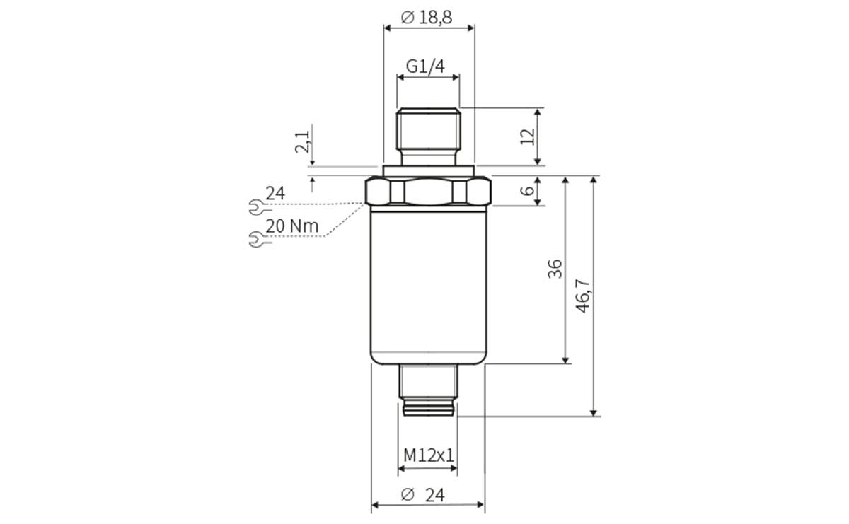Drucktransmitter G1/4A (elektronisch) - Außengewinde,G 1/4,DIN EN ISO 1179-2 - 1 bar - AP031 - autosen-1