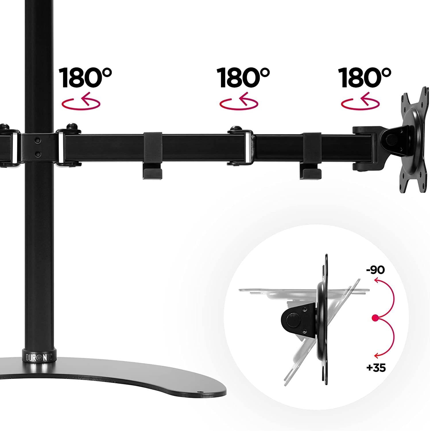 Duronic DMT15D2 Monitorarm 100 cm für 27 Zoll - 8kg Kapazität - Verstellbar in Höhe, Neigung und Drehung - VESA 75/100-3