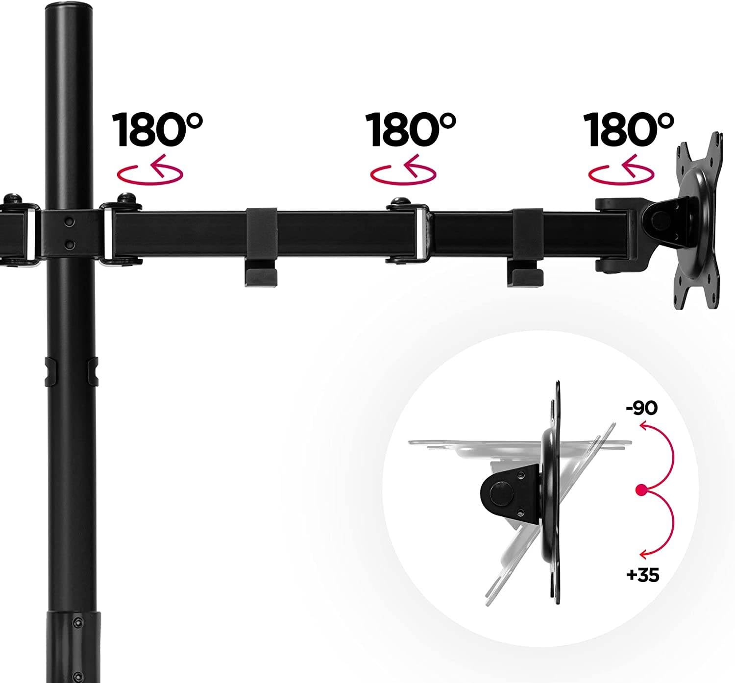 Duronic DMT152 Monitorarm 100 cm für 27 Zoll - 8kg Kapazität - Verstellbar in Höhe, Neigung und Drehung - VESA 75/100-3