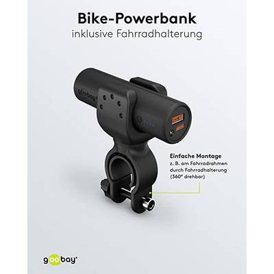 Goobay Bike‑Powerbank 5000 mAh, USB‑C & USB‑A, 18 W Power Delivery / Quick Charge, Taschenlampe, Fahrrad Powerbank-6