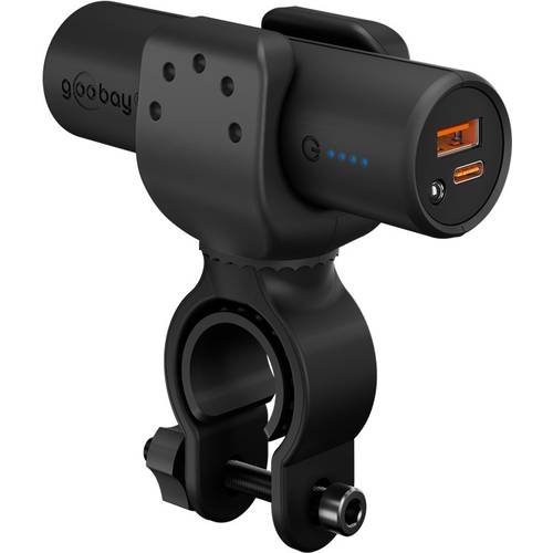 Goobay 60656 Fahrrad Powerbank 5000 mAh Bike Powerbank mit Fahrradhalterung USB-A & USB-C™ Quick Charge & Power Delivery