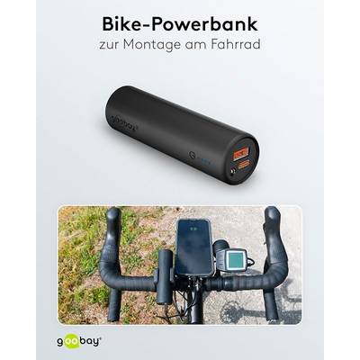 Goobay Bike‑Powerbank 5000 mAh, USB‑C & USB‑A, 18 W Power Delivery / Quick Charge, Taschenlampe, Fahrrad Powerbank-3