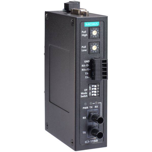 Industrieller RS-232/422/485-zu-Multimode-Glasfaser-Konverter, ST-Stecker, 2 kV Isolation, 0 to 60