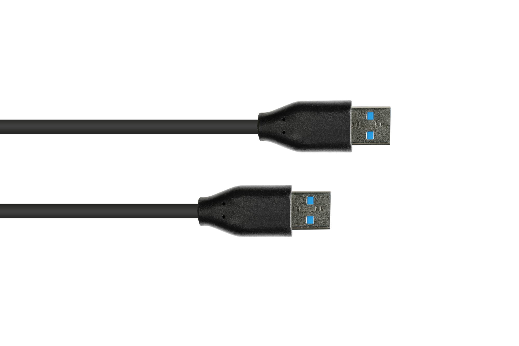 kabelmeister® Anschlusskabel USB 3.2 Gen.2 (10GBit/s / 3A), Stecker A an Stecker A, CU, schwarz, 0,5m-2