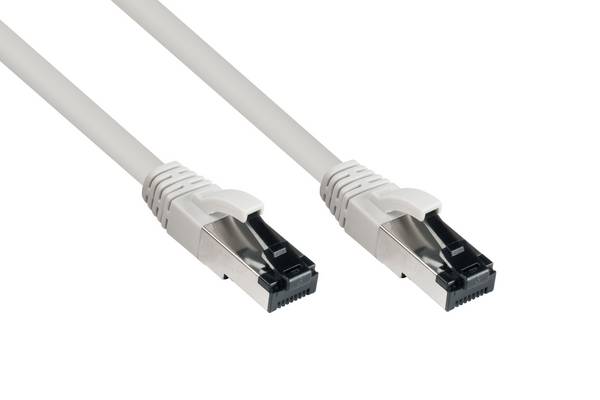 kabelmeister® RNS® Patchkabel Cat. 8.1, S/FTP, PiMF, halogenfrei (LSZH), CU, AWG26, 2000MHz, 40Gbit/s, grau, 1,5m
