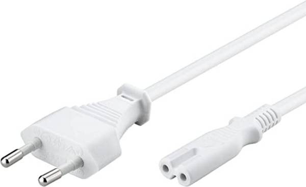 Goobay 93987 Netzkabel mit Eurostecker & C7 Buchse universell Stromkabel für PlayStation & Xbox Eurokabel, Weiß, 3.00 m