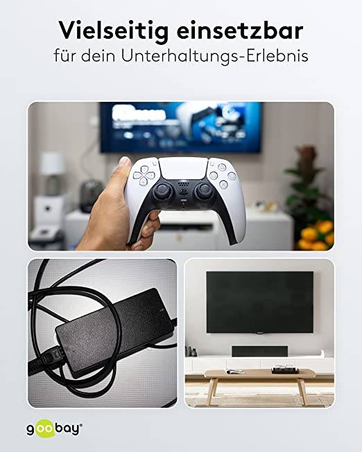 Goobay 93987 Netzkabel mit Eurostecker & C7 Buchse universell Stromkabel für PlayStation & Xbox Eurokabel, Weiß, 3.00 m-3