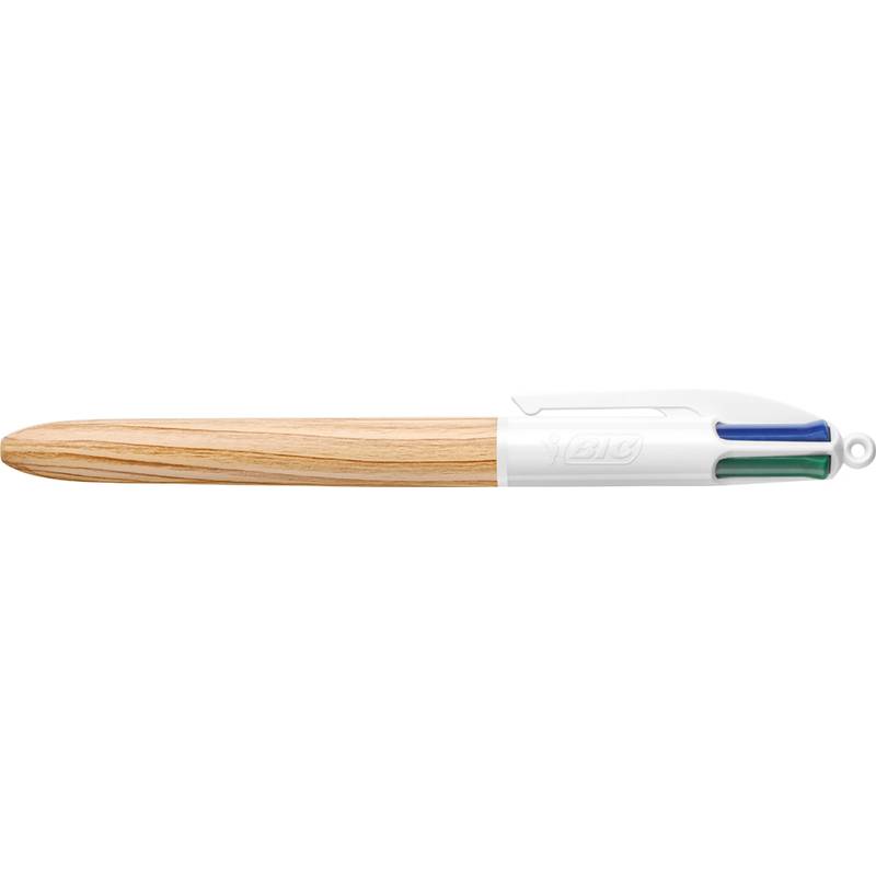 BIC Druckkugelschreiber 4 Colours Wood Style (5103744)-0