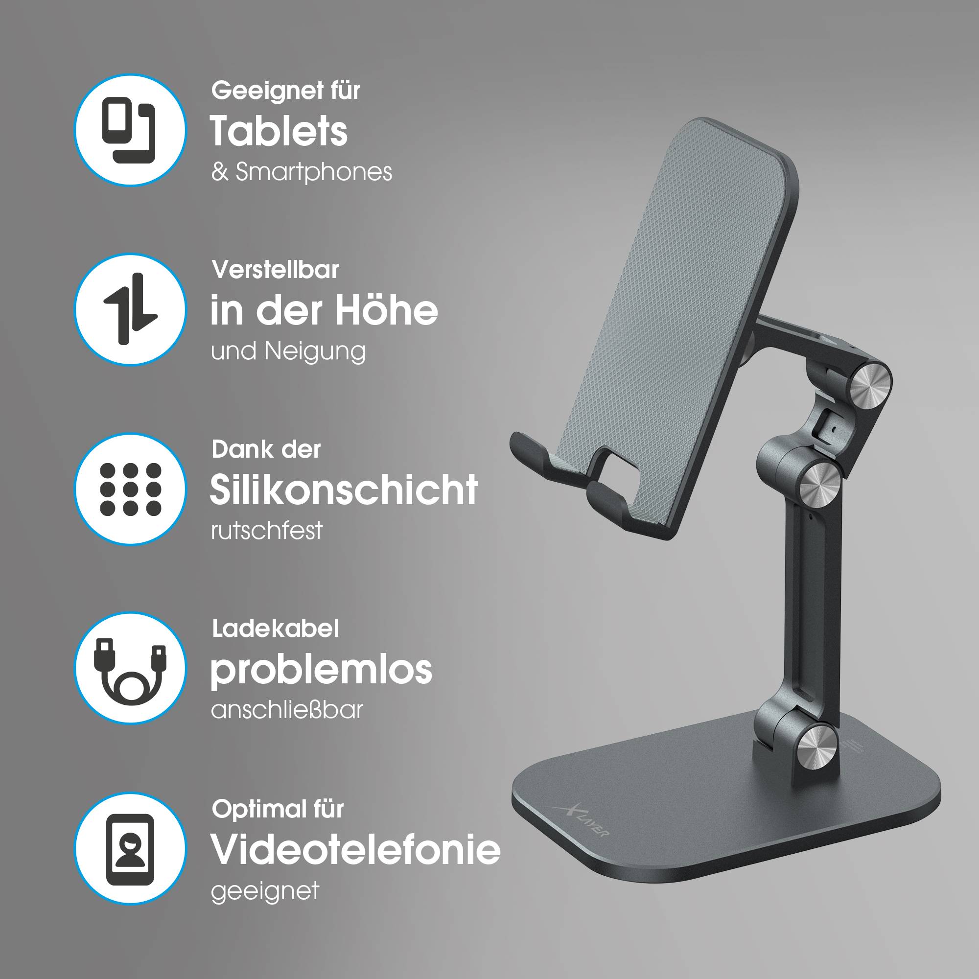 XLayer Smartphone/Tablet Ständer faltbar Schwarz-4
