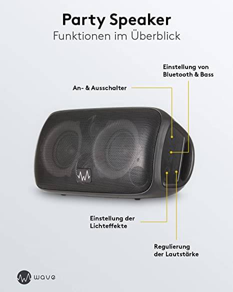 wave 59999 Karaoke Anlage kabelloses Mikrofon, wasserdichte Karaoke Maschine, tragbarer Bluetooth Lautsprecher Box, Akku-5