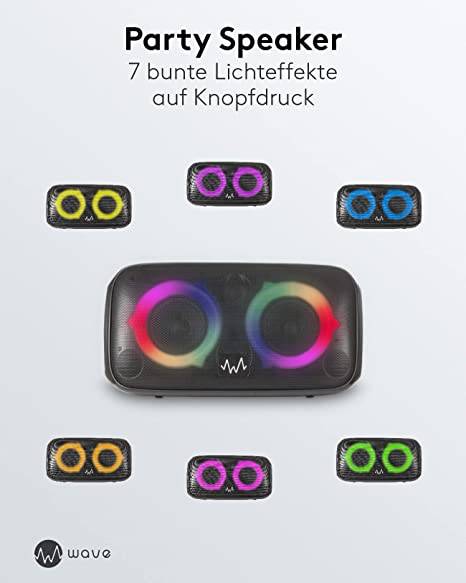 wave 59999 Karaoke Anlage kabelloses Mikrofon, wasserdichte Karaoke Maschine, tragbarer Bluetooth Lautsprecher Box, Akku-6