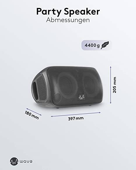 wave 59999 Karaoke Anlage kabelloses Mikrofon, wasserdichte Karaoke Maschine, tragbarer Bluetooth Lautsprecher Box, Akku-2