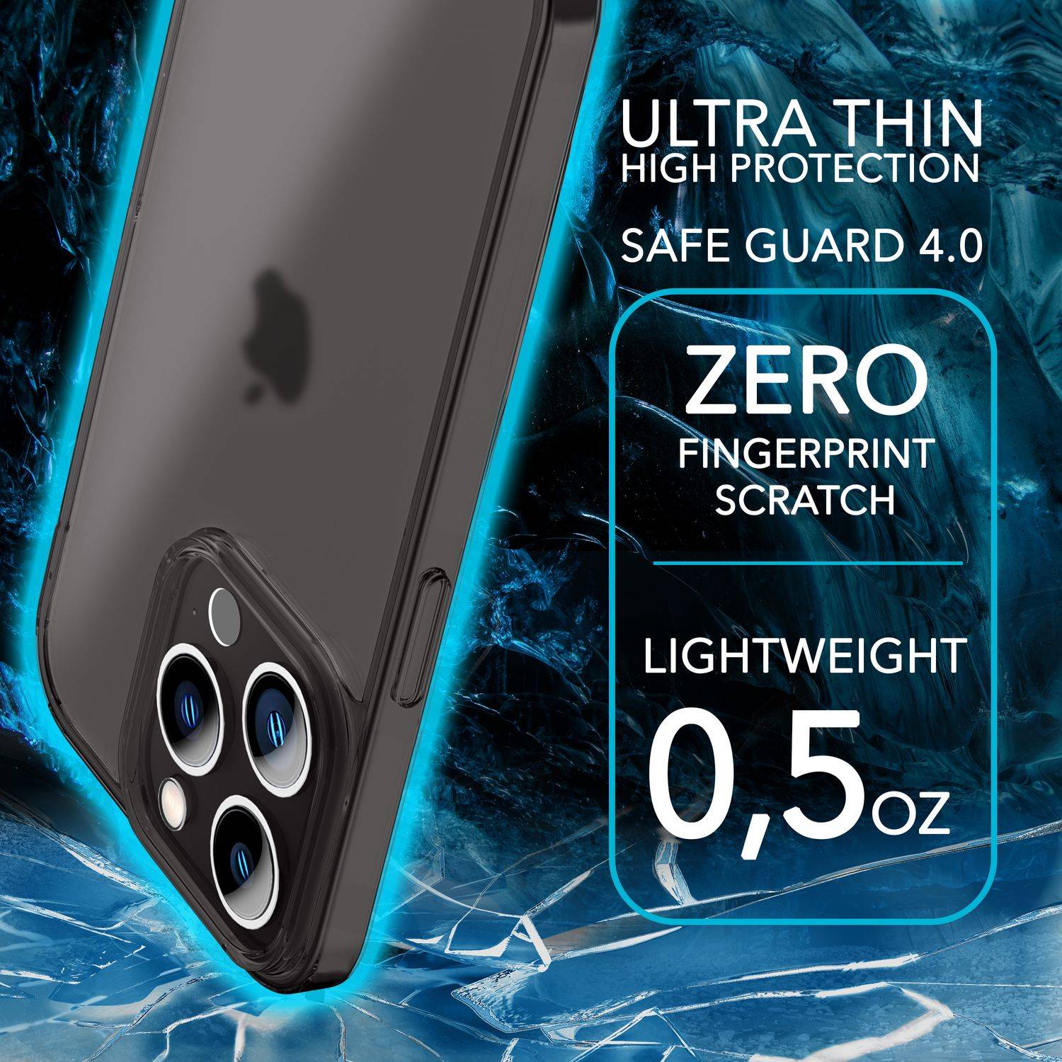 Ultra Dünne Hülle für iPhone 14 Pro, Slim 0,3mm Durchsichtig Schutz Handyhülle Schwarz-1