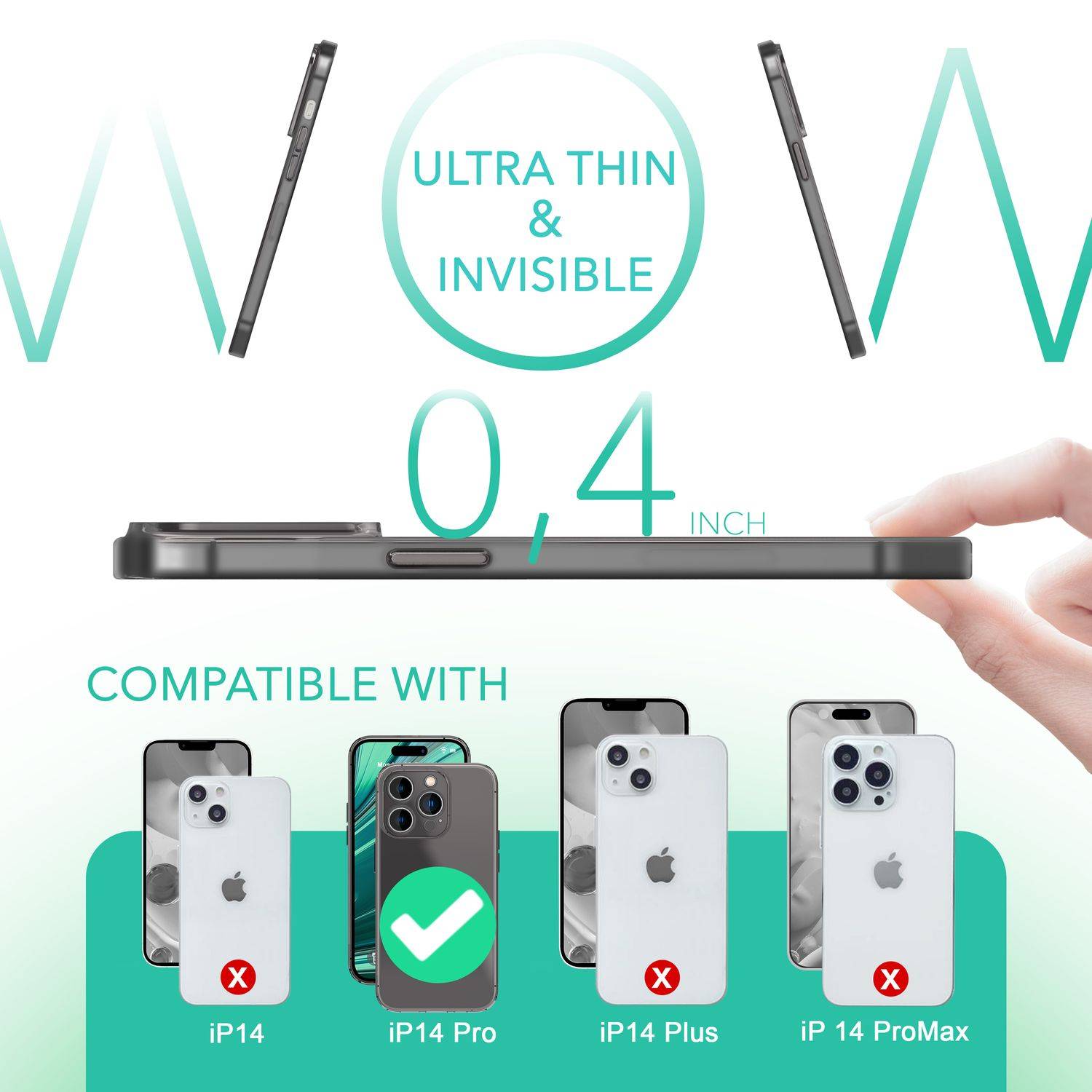Ultra Dünne Hülle für iPhone 14 Pro, Slim 0,3mm Durchsichtig Schutz Handyhülle Schwarz-4