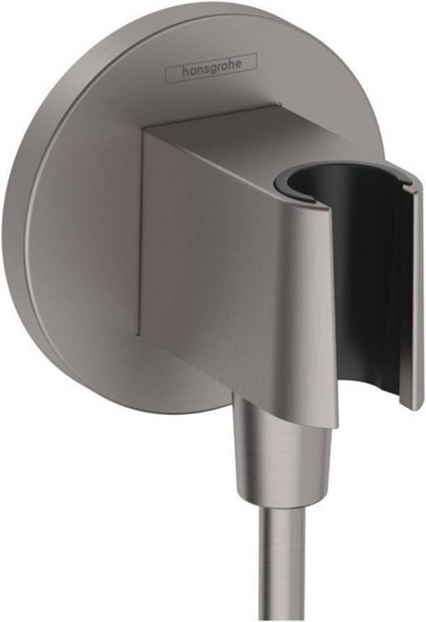 hansgrohe FixFit S Wandanschluss mit Brausehalter, Brushed Black Chrome