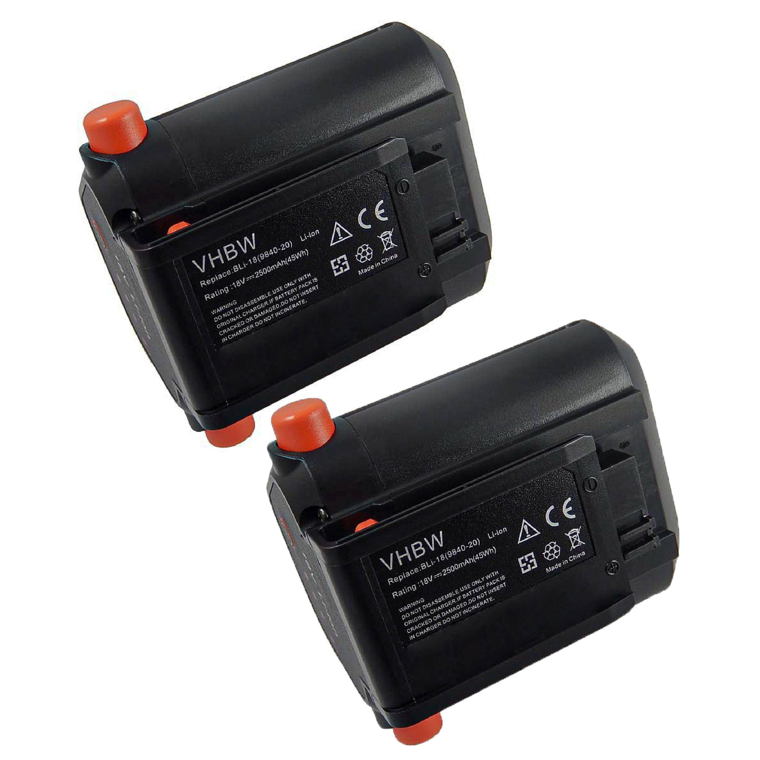 vhbw 2x Akku kompatibel mit Gardena TCS Li-18/20 (8866-20) | PowerMax Li-18/32 5039-20 Rasenmäher Grasschere-0