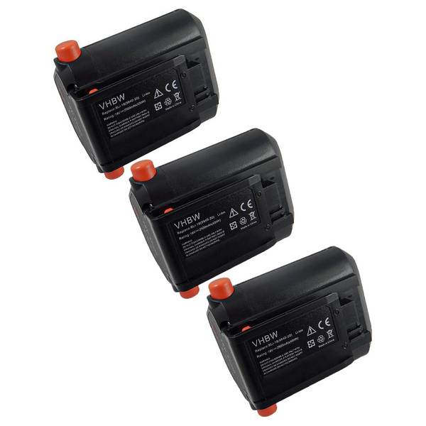 vhbw 3x Akku kompatibel mit Gardena TCS Li-18/20 (8866-20) | PowerMax Li-18/32 5039-20 Rasenmäher Grasschere