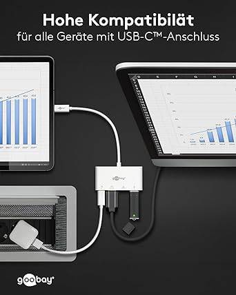 Goobay 62105 USB-C Adapter Multiport 4 Ports 4K HDMI 60W Power Delivery USB-C USB 3.0 RJ45 Ethernet Hub Verteiler-4
