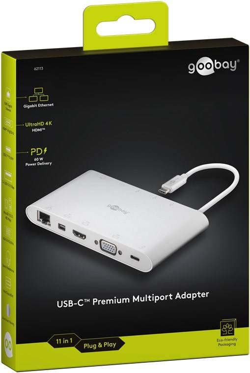 Goobay 62113 USB-C Adapter Multiport 11 Ports HDMI VGA Mini DisplayPort USB-C & USB-A 3.0 RJ45 Audio & SD Kartenleser-6