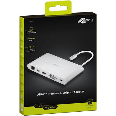 Goobay 62113 USB-C Adapter Multiport 11 Ports HDMI VGA Mini DisplayPort USB-C & USB-A 3.0 RJ45 Audio & SD Kartenleser-6