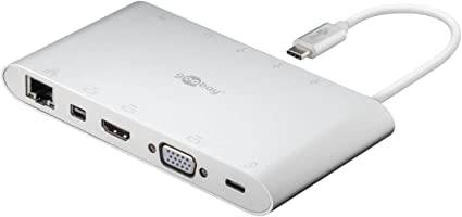 Goobay 62113 USB-C Adapter Multiport 11 Ports HDMI VGA Mini DisplayPort USB-C & USB-A 3.0 RJ45 Audio & SD Kartenleser-0