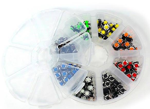 160-teiliges Kurzhubtaster-Sortiment, 6x6x5mm, 8 Farben, THT in Kunststoffdose-0