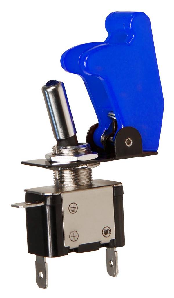 Kippschalter mit Schutzkappe und LED, 12V / 20A - Farbe: blau