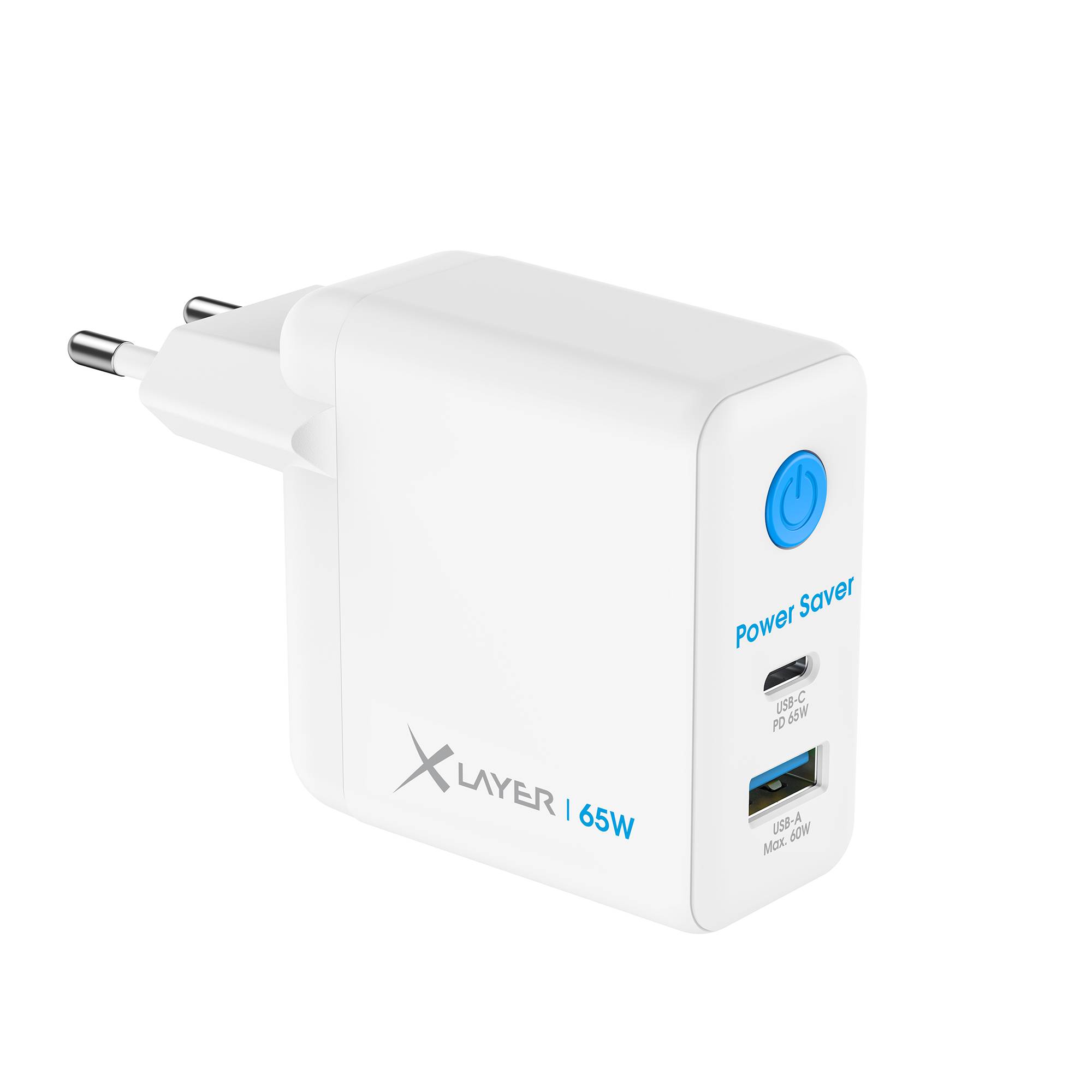 Ladegerät XLayer 65W Power Saver Ladegerät USB Typ C + Typ A mit Strom-Stopp-Funktion weiß-0