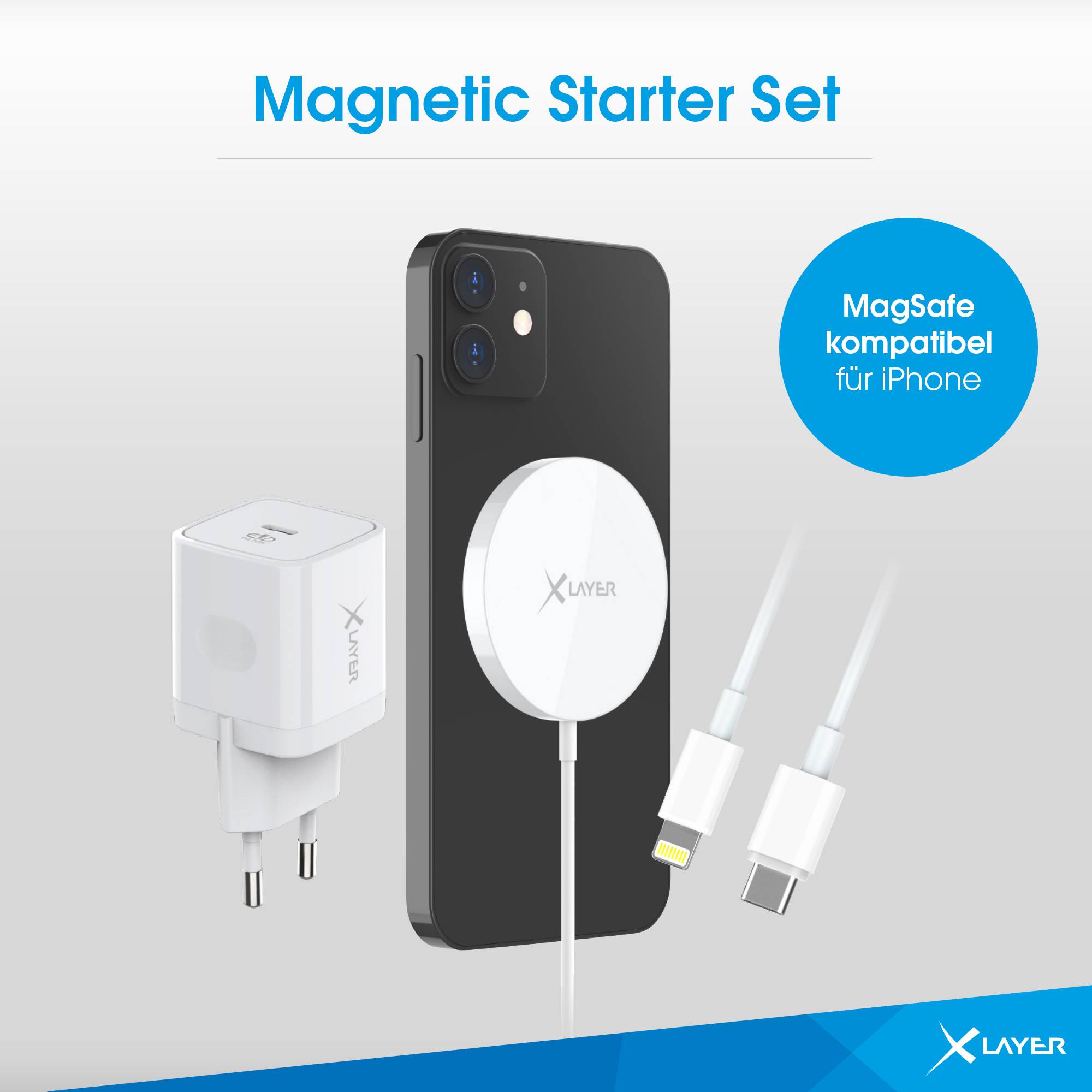 XLayer MagFix Pro Wireless Charging Starter Set magnetisch 15W Weiß-1