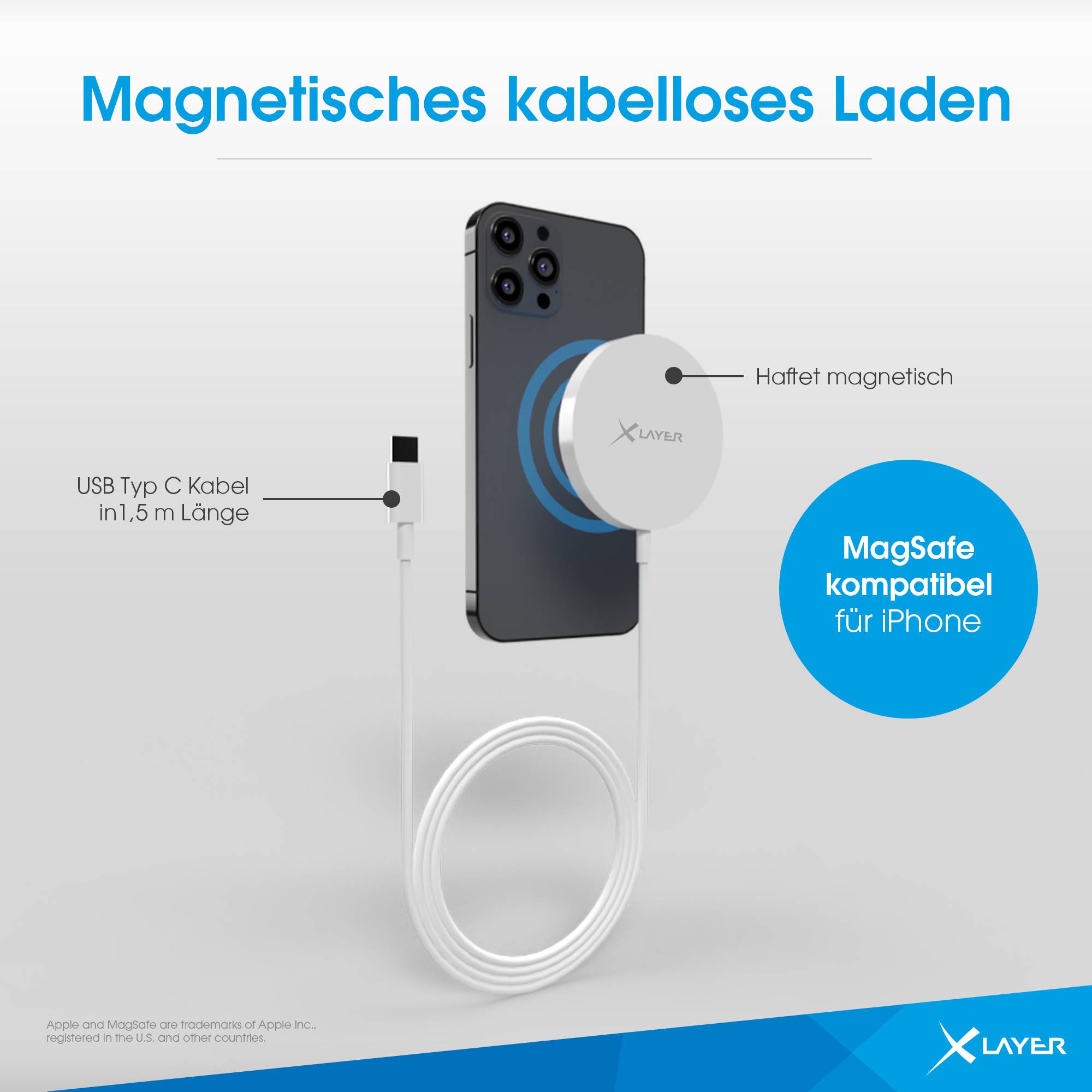 XLayer MagFix Pro Wireless Charging Starter Set magnetisch 15W Weiß-2