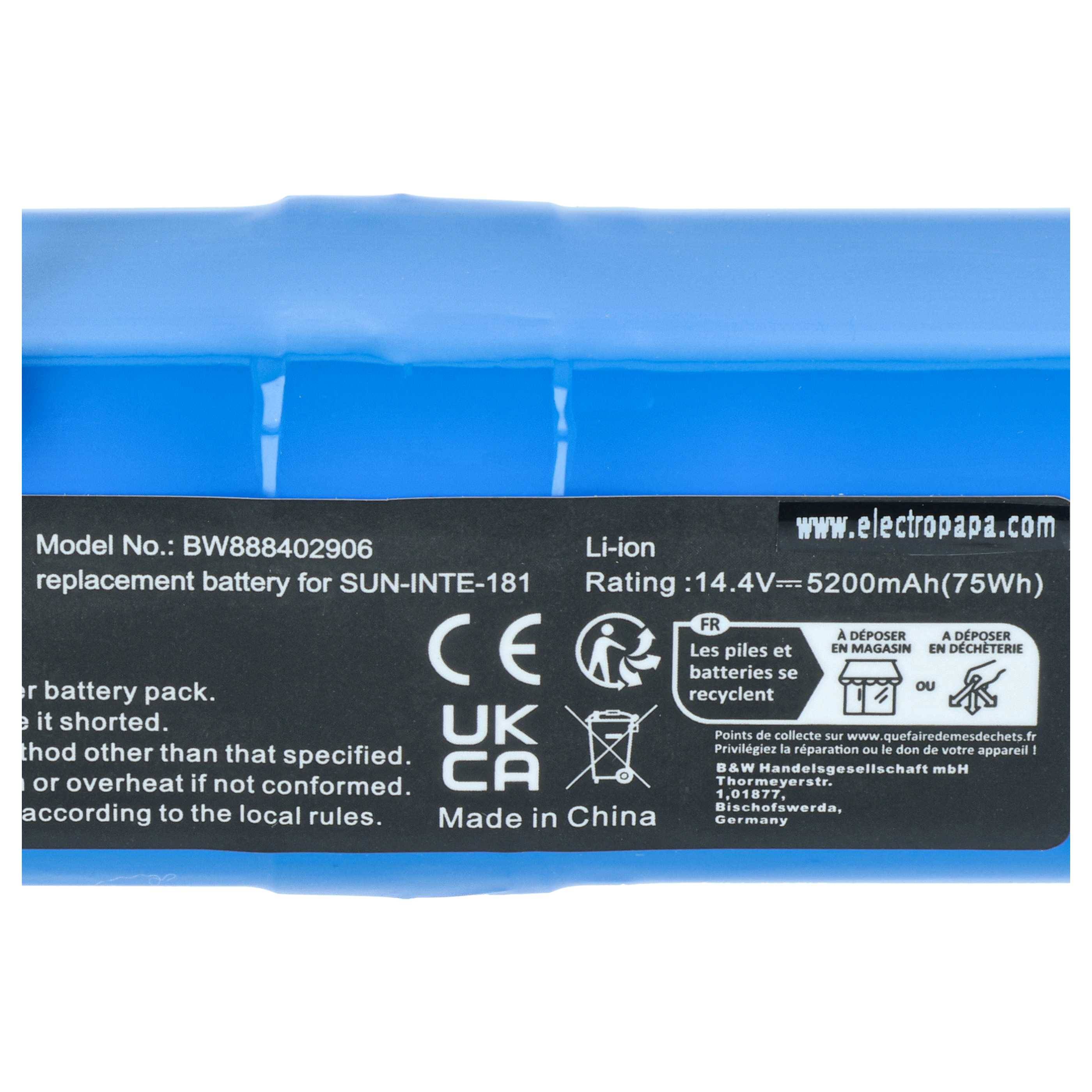 vhbw 1x Akku kompatibel mit Kyvol S31 | Cybovac S31 Staubsauger (5200 mAh, 14,4 V, Li-Ion)-3