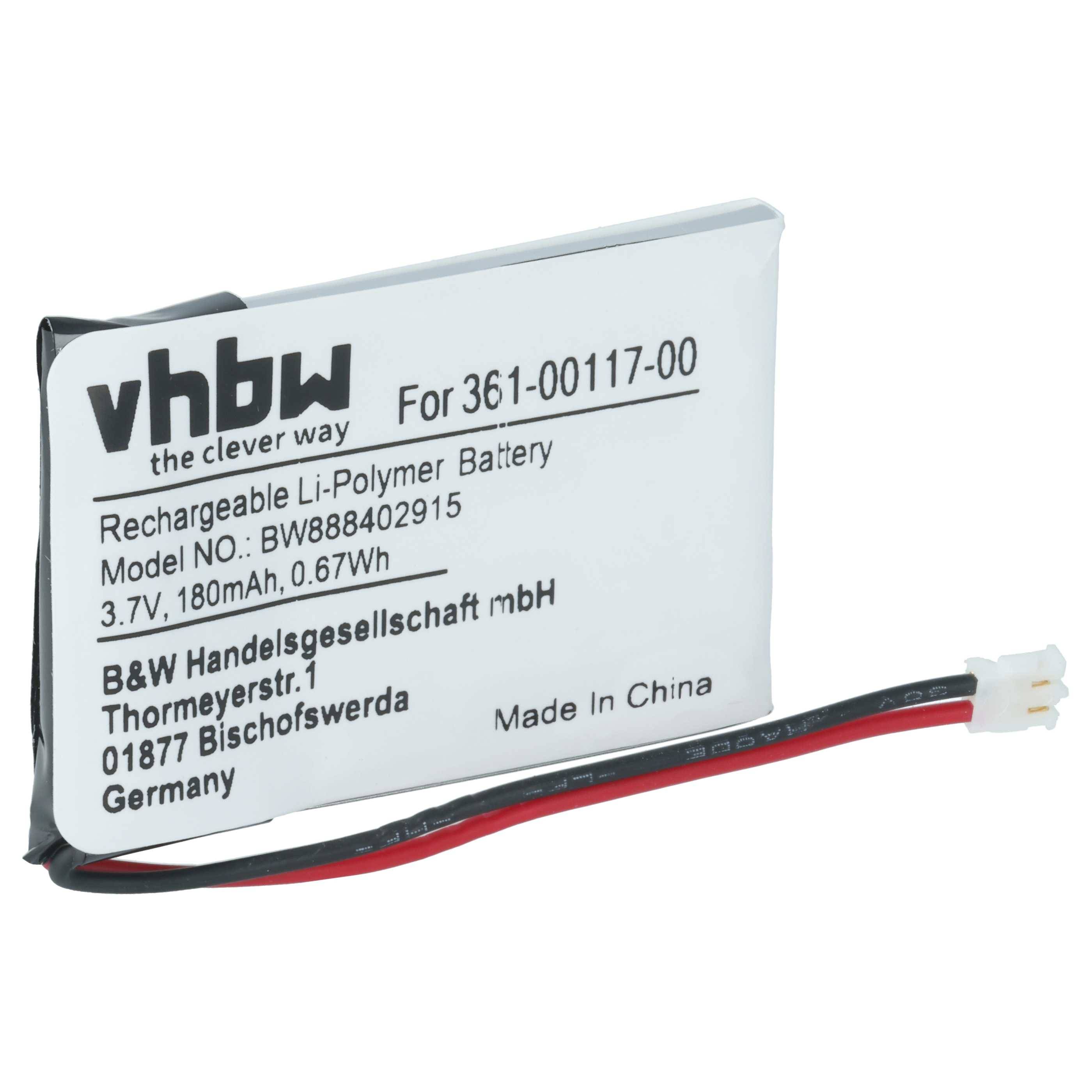 vhbw Akku Ersatz für Garmin 361-00117-00 | 361-00097-00 für Smartwatch Uhr Fitnessarmband (180 mAh, 3,7 V, Li-Polymer)-0