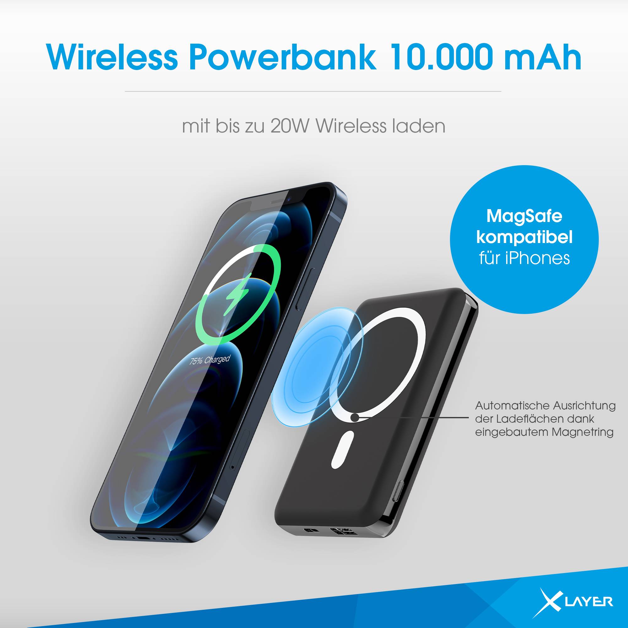 Zusatzakku XLayer MagFix Pro Powerbank magnetisch 10.000 mAh PD 20W schwarz-3