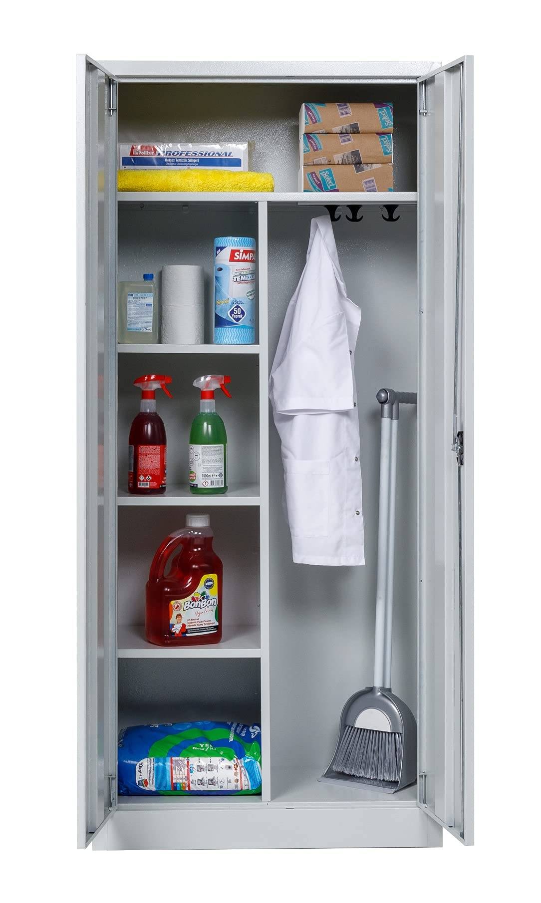 Putzmittelschrank Stahl, 80x38x180 cm, grau-1