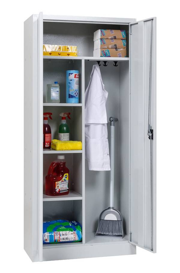 Putzmittelschrank Stahl, 80x38x180 cm, grau