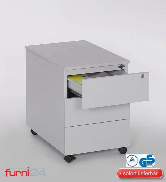 Rollcontainer, 3 Schübe, Farbe grau RAL 7035 pulverbeschichtet-0