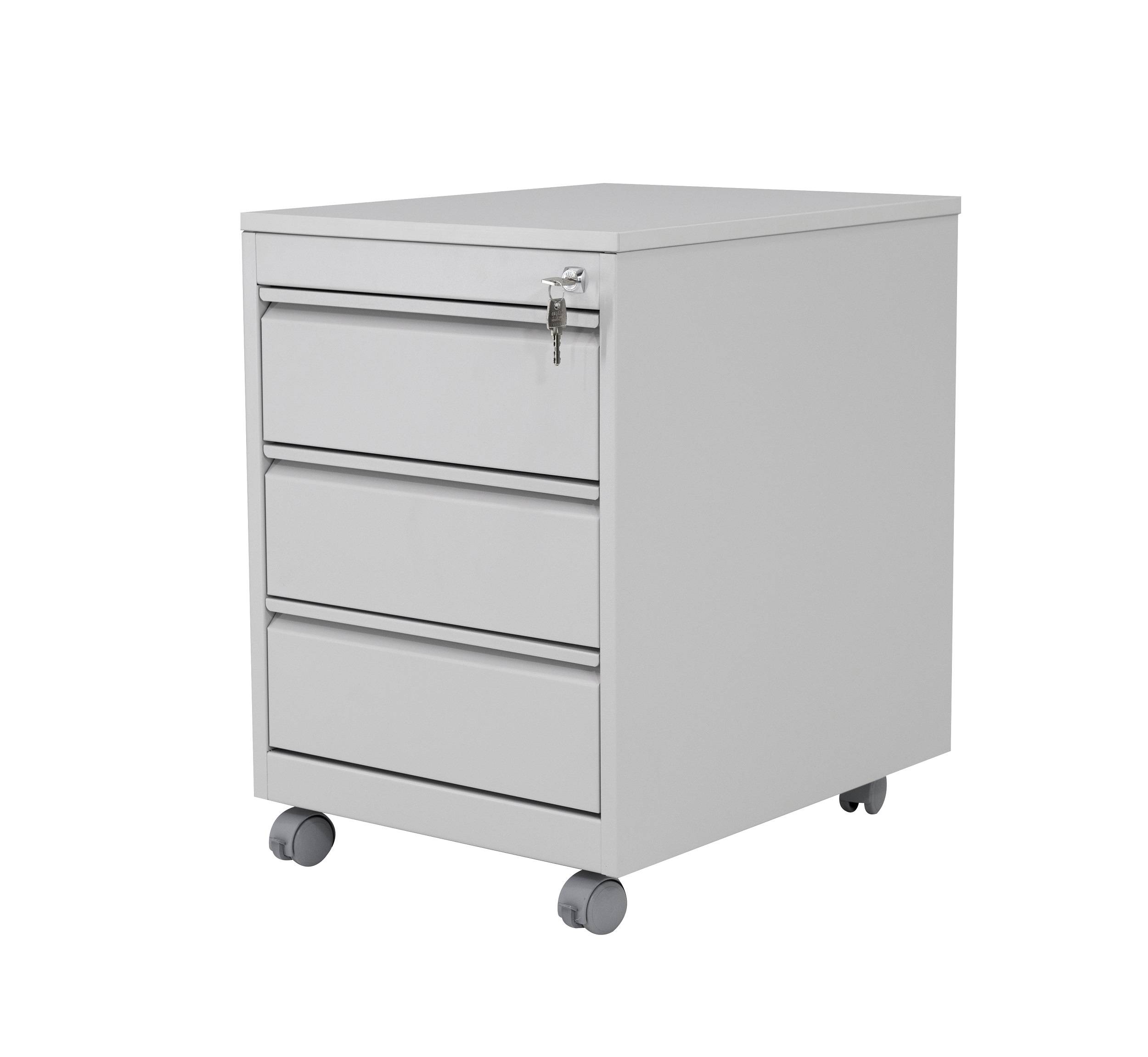 Rollcontainer, 3 Schübe, Farbe grau RAL 7035 pulverbeschichtet-1