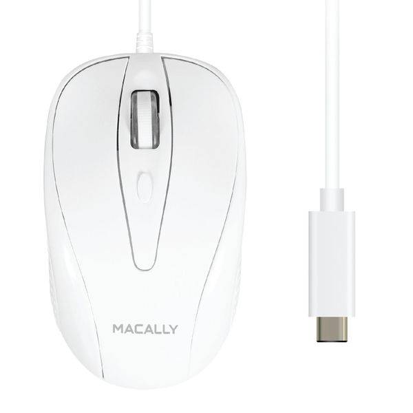 Macally UCTURBO Mac PC Maus optisch mit USB-C Kabel weiß grau Thunderbolt 3 & 4