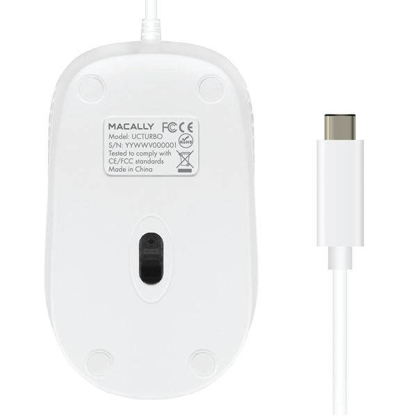 Macally UCTURBO Mac PC Maus optisch mit USB-C Kabel weiß grau Thunderbolt 3 & 4-1