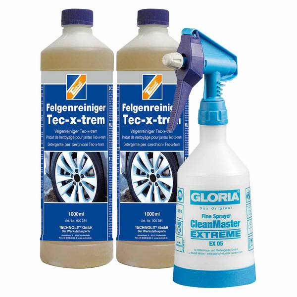 TECHNOLIT Felgenreiniger Tec-x-trem 2x 1 Liter inkl. Sprühflasche 500 ml