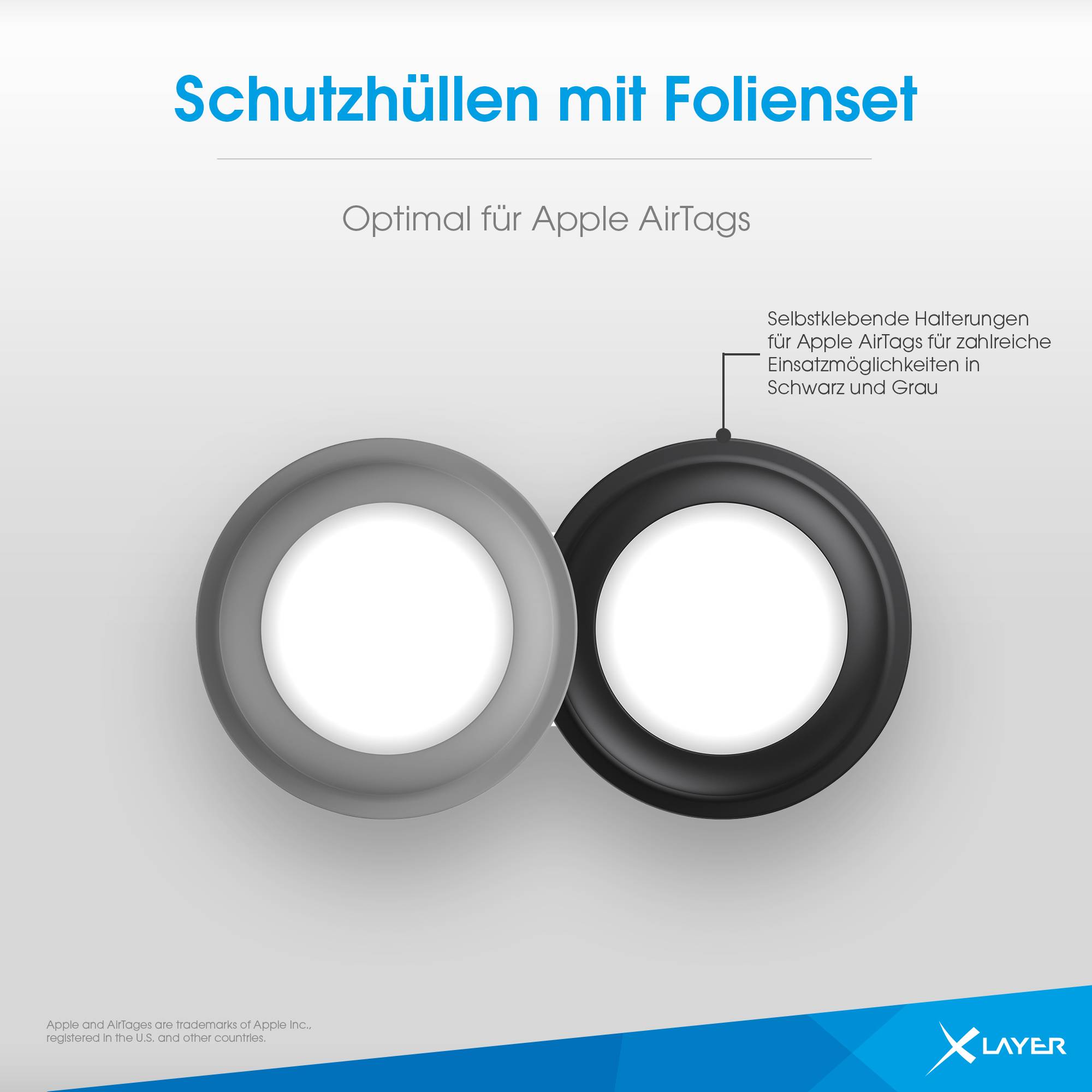 XLayer AirTag Schutzhüllen mit Folienset Selbstklebend-1