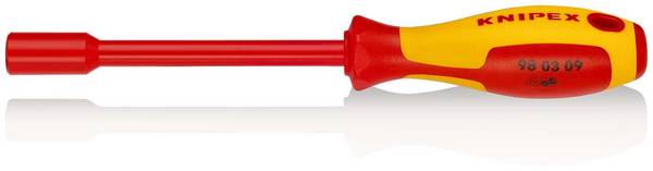 KNIPEX 98 03 09 Steckschlüssel mit Schraubendreher-Griff isolierender Mehrkomponenten-Griff, VDE-geprüft brüniert 237 mm