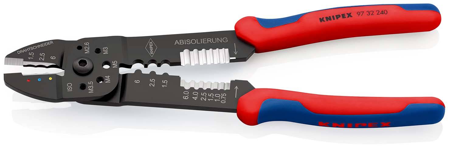 KNIPEX 97 32 240 SB Crimpzange mit Mehrkomponenten-Hüllen schwarz lackiert 240 mm (SB-Karte/Blister)-1