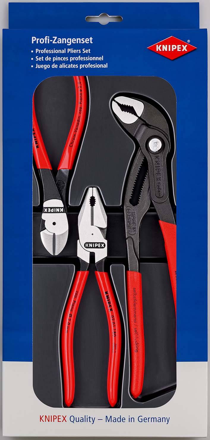 Zangensatz Kraft-Paket Inh.3tlg.pol.Kunststofftiefziehteil KNIPEX-0