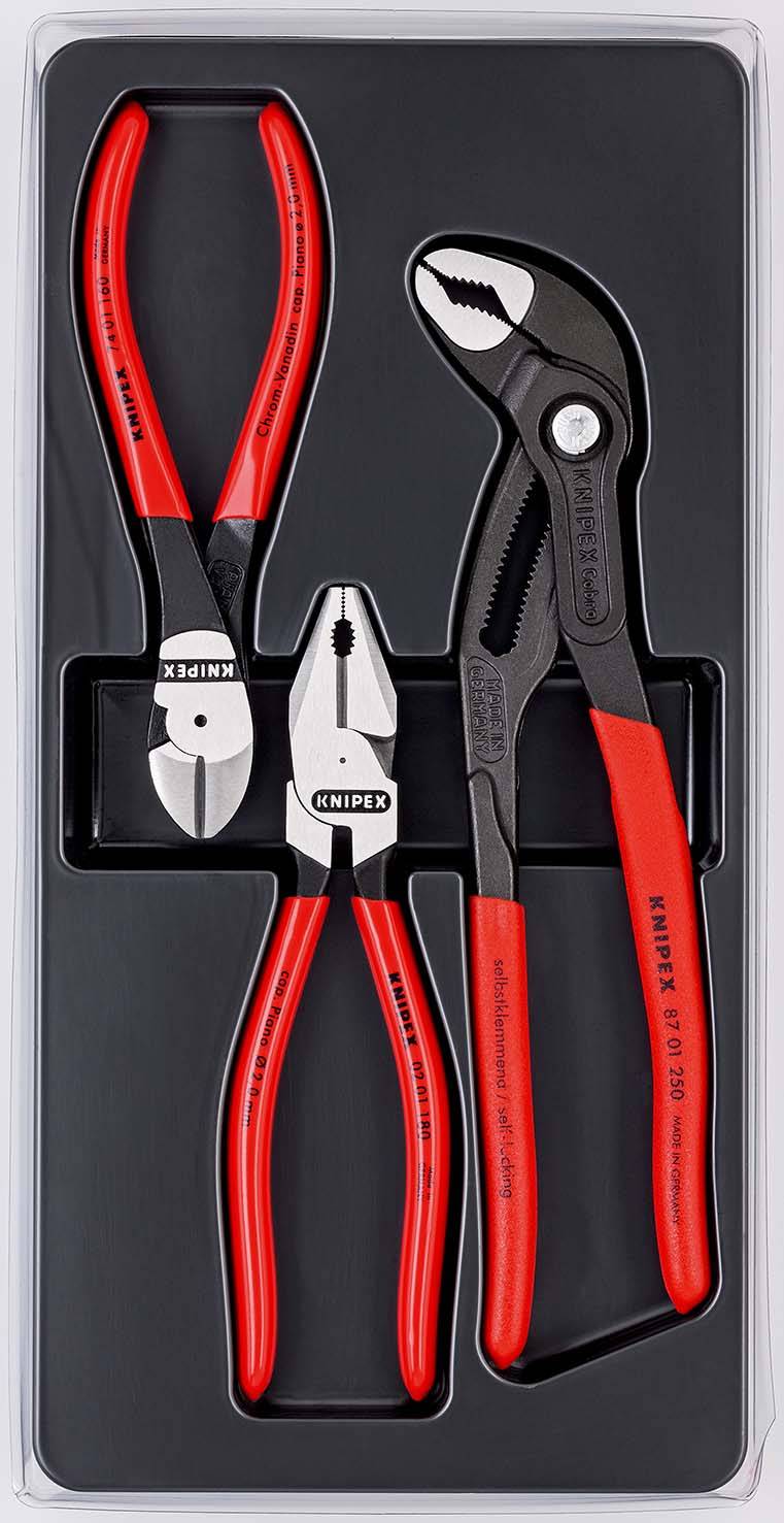 Zangensatz Kraft-Paket Inh.3tlg.pol.Kunststofftiefziehteil KNIPEX-1