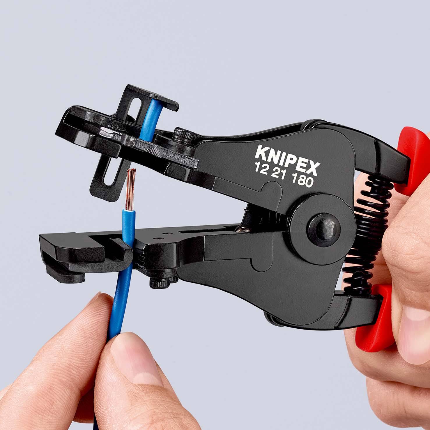 KNIPEX 12 21 180 SB Abisolierzange mit Formmessern mit Kunststoff-Griffhüllen schwarz lackiert 180 mm (SB-Karte/Blister)-3