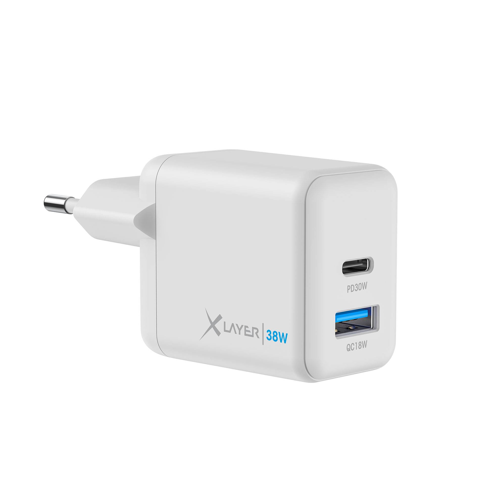Ladegerät XLayer Powercharger 38W mit USB Typ C & USB Typ A weiß-0