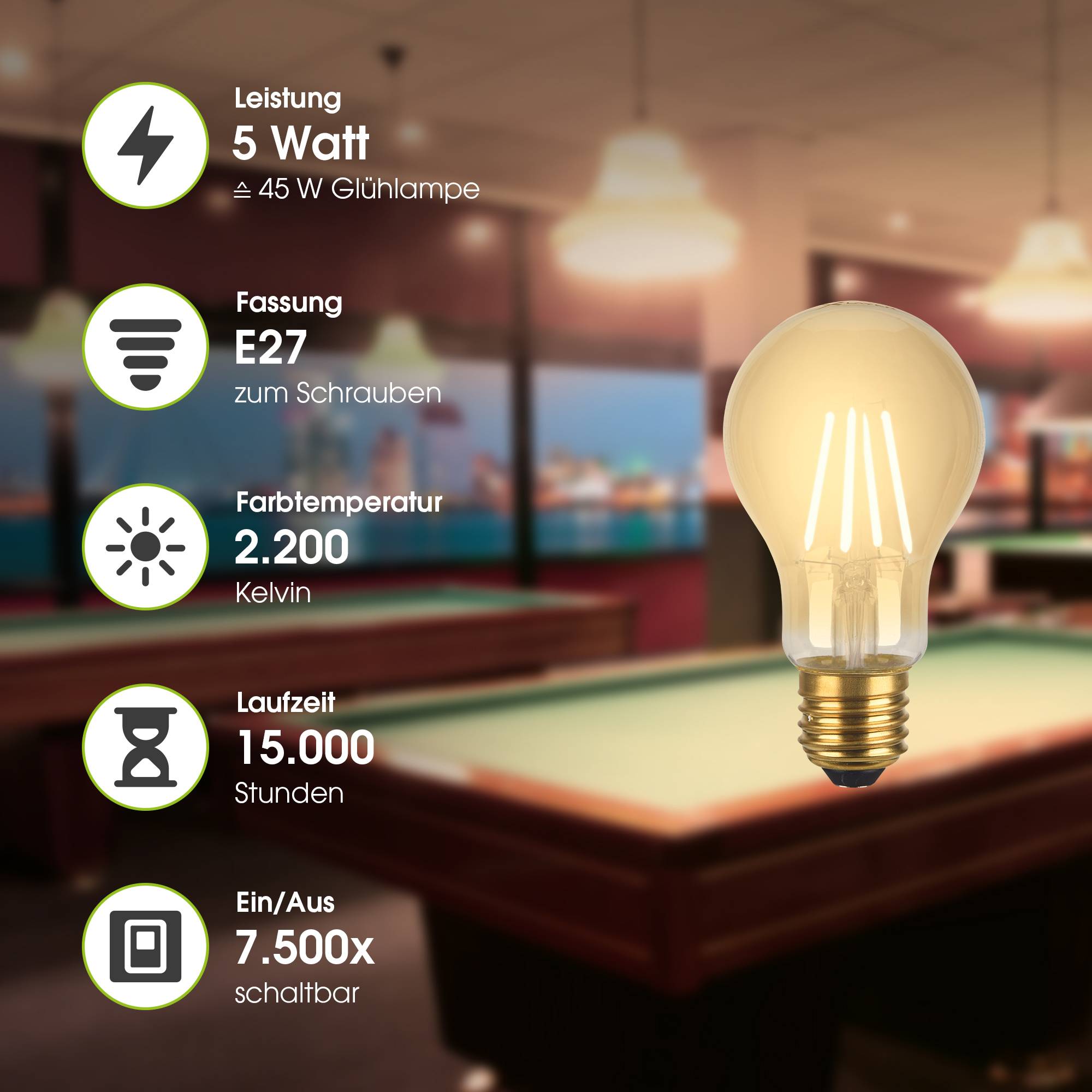 LED Leuchtmittel XLayer Smart Echo Retro E27 5W 500lm Warmweiß Dimmbar-2