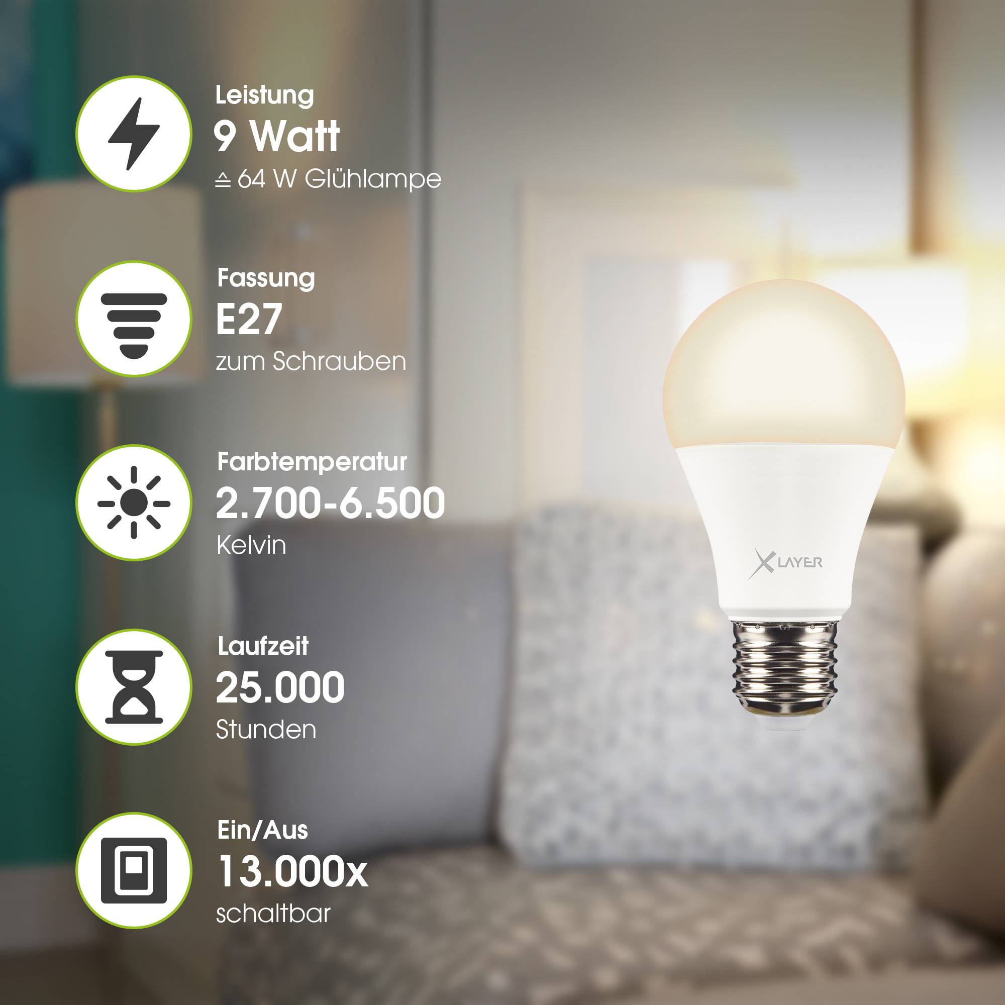 LED Leuchtmittel XLayer Smart Echo E27 9W 800lm Warm- und Kaltweiß Dimmbar-2